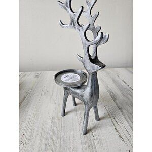 Pier 1 metal reindeer candle holder deer silver Xmas decor